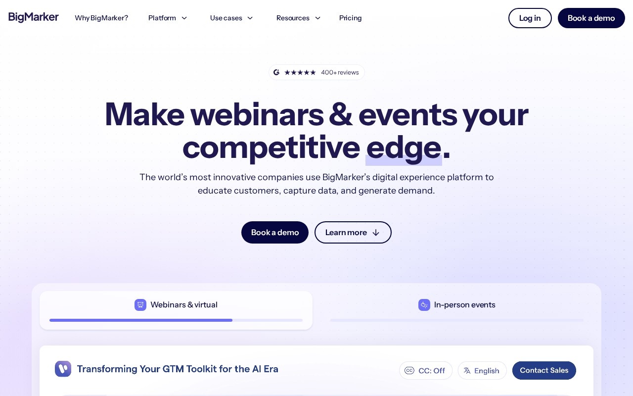 Screenshot of the BigMarker website