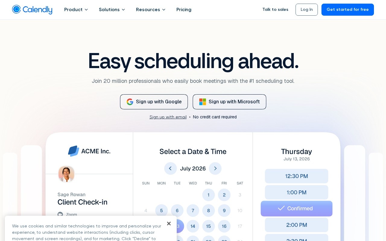 Screenshot of the Calendly website