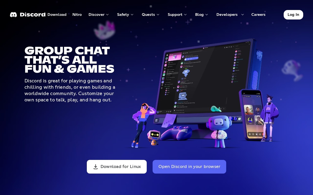 Screenshot of the Discord website