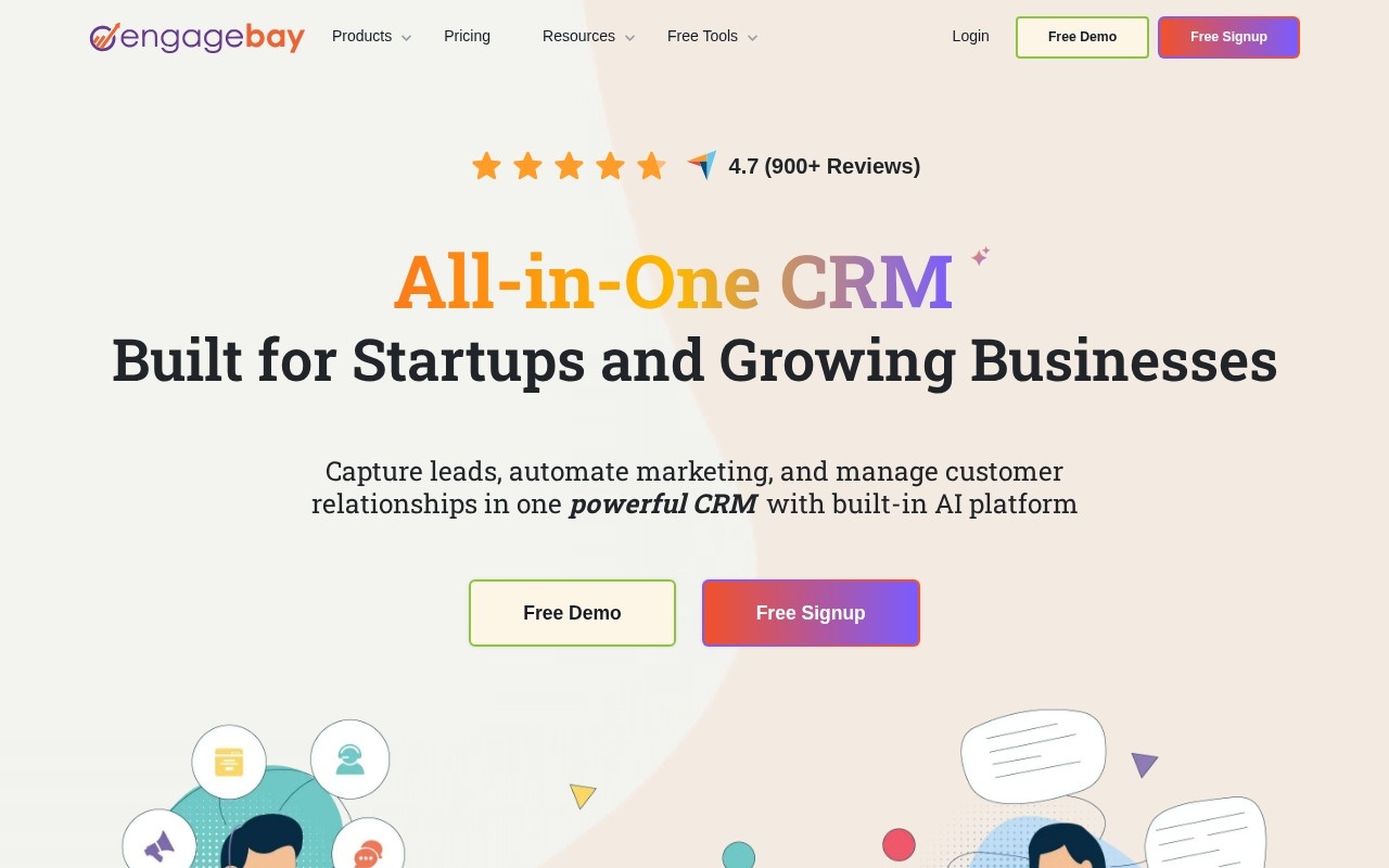 Screenshot of the EngageBay website
