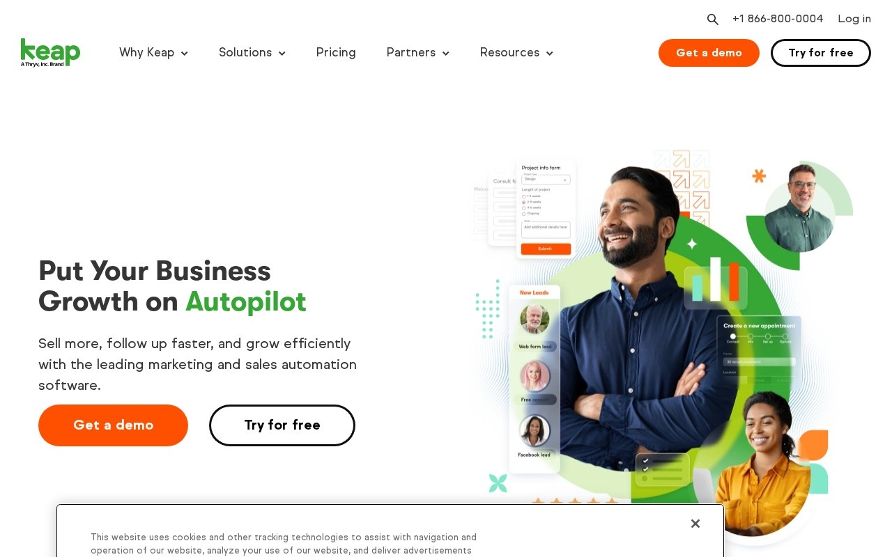 Screenshot of the Keap website