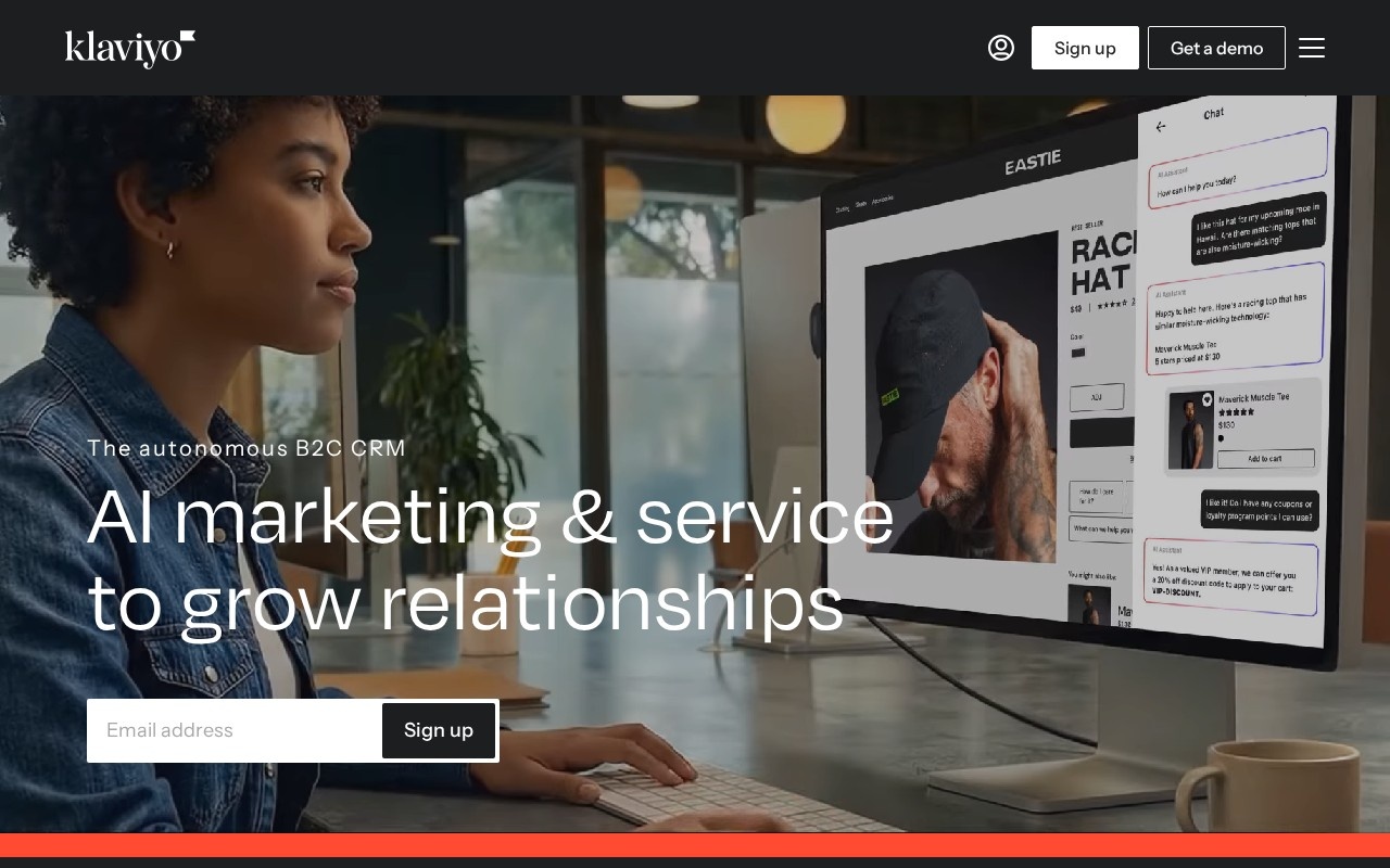 Screenshot of the Klaviyo website
