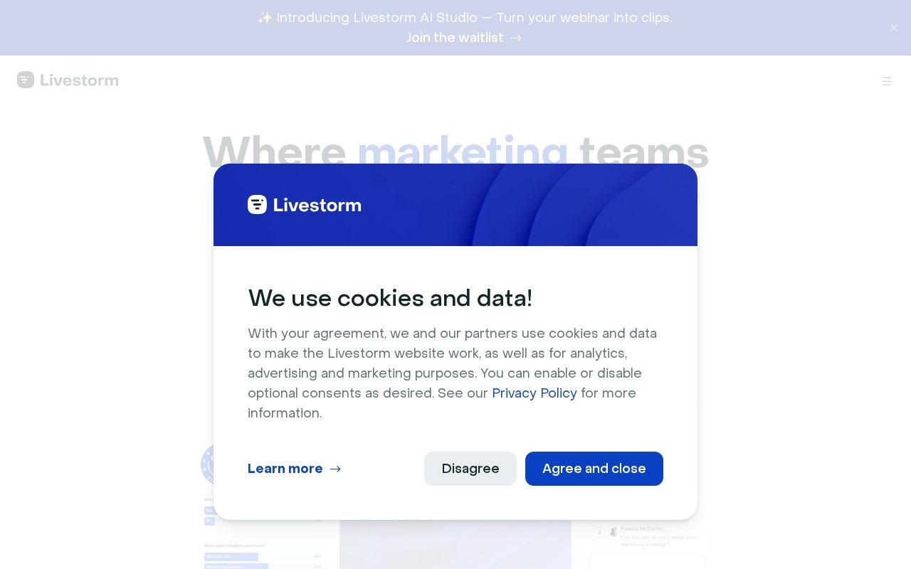 Screenshot of the Livestorm website