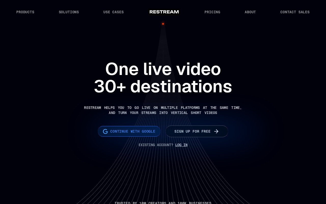 Screenshot of the Restream website