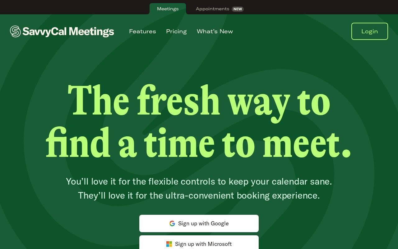 Screenshot of the SavvyCal website